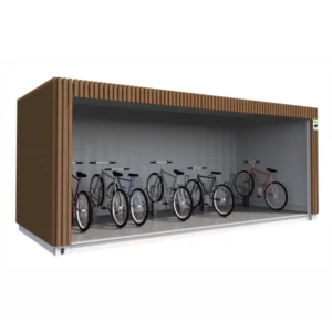 Abrigo para bicicletas em contentor semi-coberto de 20 pés para 16 lugares